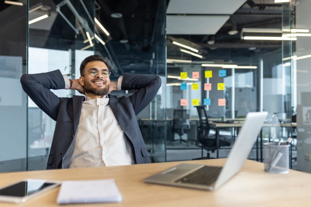 A man feeling confident about his career growth plan