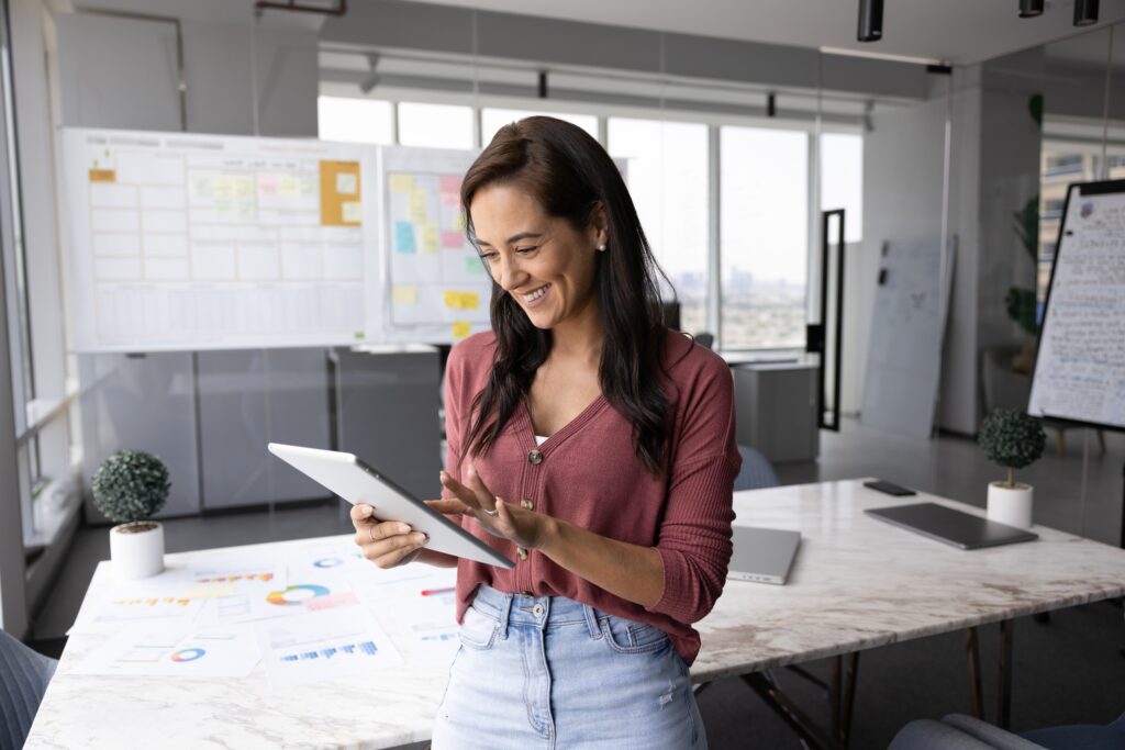 A woman planning B2B marketing strategies